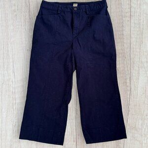 New DULUTH TRADING Women's Navy Blue Wide Leg High Waist Crop Chino Pants 12